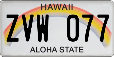 HI license plate ZVW077