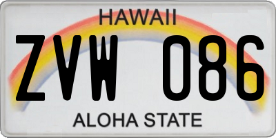 HI license plate ZVW086