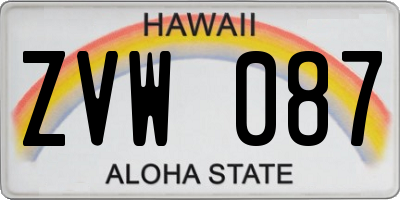 HI license plate ZVW087