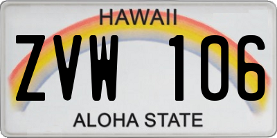HI license plate ZVW106