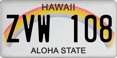 HI license plate ZVW108