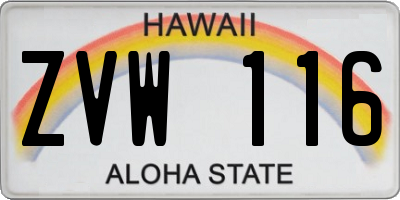 HI license plate ZVW116