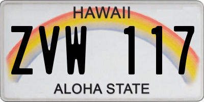 HI license plate ZVW117