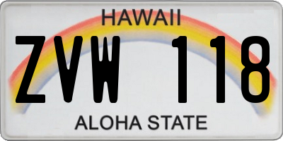 HI license plate ZVW118