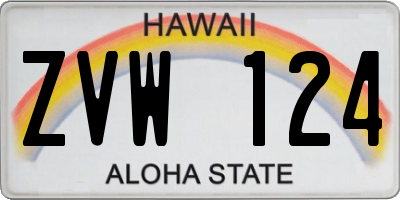 HI license plate ZVW124