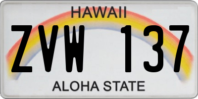HI license plate ZVW137