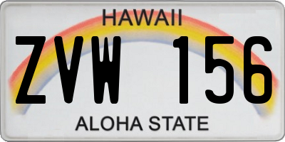 HI license plate ZVW156