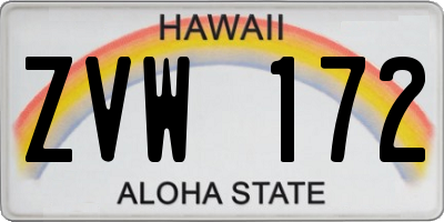 HI license plate ZVW172