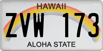 HI license plate ZVW173