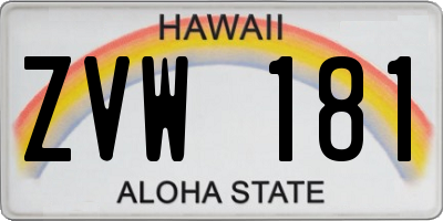 HI license plate ZVW181
