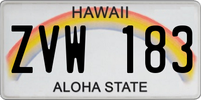 HI license plate ZVW183