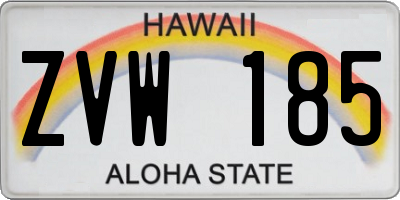 HI license plate ZVW185