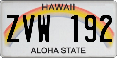 HI license plate ZVW192