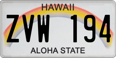 HI license plate ZVW194