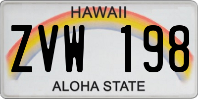 HI license plate ZVW198