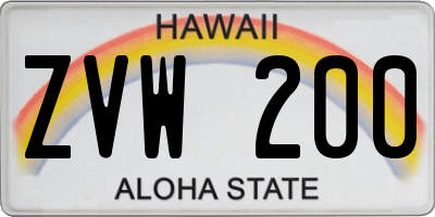 HI license plate ZVW200