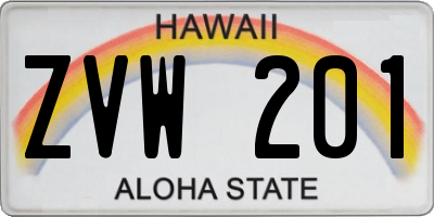 HI license plate ZVW201