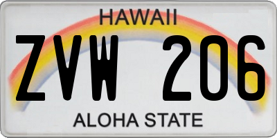 HI license plate ZVW206