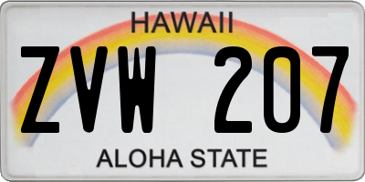 HI license plate ZVW207