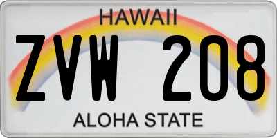 HI license plate ZVW208