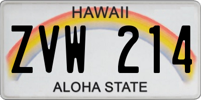 HI license plate ZVW214