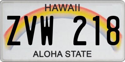 HI license plate ZVW218