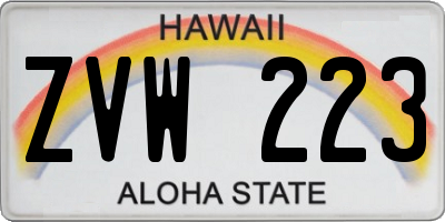 HI license plate ZVW223
