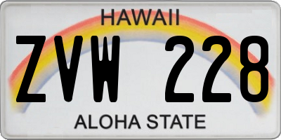 HI license plate ZVW228