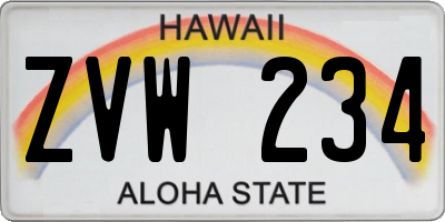 HI license plate ZVW234