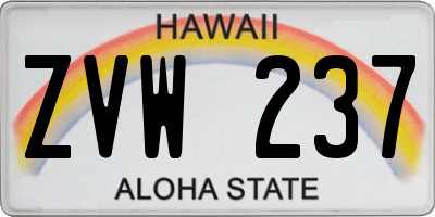 HI license plate ZVW237