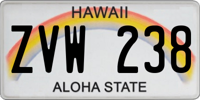 HI license plate ZVW238