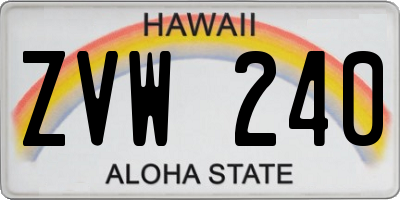 HI license plate ZVW240