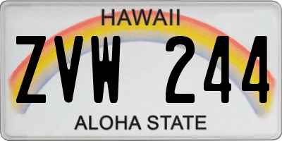 HI license plate ZVW244