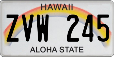 HI license plate ZVW245