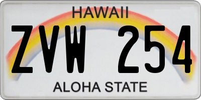 HI license plate ZVW254