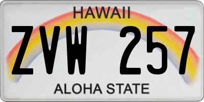 HI license plate ZVW257