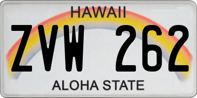 HI license plate ZVW262
