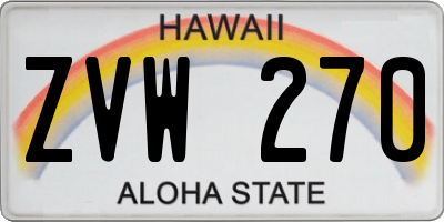 HI license plate ZVW270