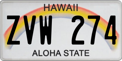HI license plate ZVW274