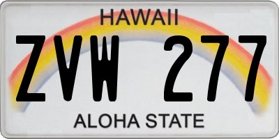 HI license plate ZVW277