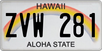 HI license plate ZVW281