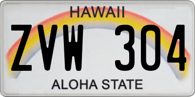 HI license plate ZVW304