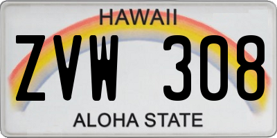 HI license plate ZVW308