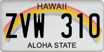 HI license plate ZVW310