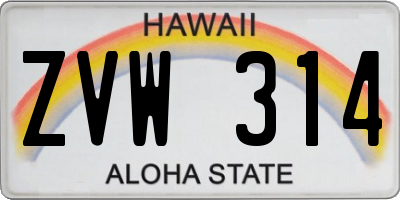 HI license plate ZVW314