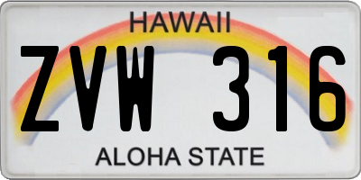HI license plate ZVW316