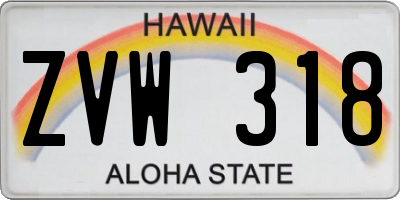 HI license plate ZVW318