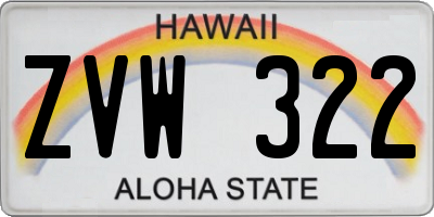 HI license plate ZVW322