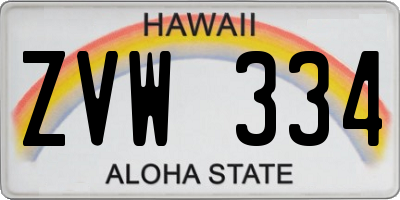 HI license plate ZVW334