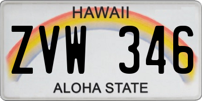HI license plate ZVW346